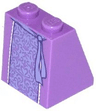 Slope 65 2 x 2 x 2 with Bottom Tube with Minifigure Dress / Skirt / Robe, Lavender Embroidered with Belt Pattern