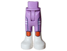 Mini Doll Hips and Trousers with Back Pockets with Molded White Lower Legs / Boots and Printed Black and White Stripes and Reddish Orange Patches Pattern - Thin Hinge
