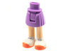 Mini Doll Hips and Skirt, Light Nougat Legs and White Shoes, Coral Soles Pattern - Thick Hinge