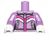 Torso Female Zipper, 2 Zipper Pockets and Pink and White Stripes Pattern / Medium Lavender Arms / White Hands