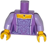 Torso Female Dress with Lavender Embroidery, White Trim and Gold Necklace Pattern / Lavender Arms / Yellow Hands