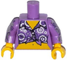Torso Female Shirt Tied at Waist with Purple and Silver Circles Pattern / Medium Lavender Arms with Purple and Silver Circles Pattern / Yellow Hands