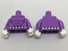 Torso Batman Muscles Outline with Belt with 6 White Squares Front and Reverse Pattern / Medium Lavender Arms with White Squares Pattern / White Hands