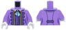 Torso Female Dress Dark Purple and Gold Trim and Buttons and Metallic Light Blue Tie Pattern / Medium Lavender Arms / White Hands