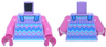 Torso Sweater Top with Blue Straps and Medium Azure Fair Isle Pattern / Dark Pink Arms / Magenta Hands