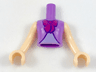 Torso Mini Doll Girl Top with Magenta Bow and Lavender Triangular Panel Pattern, Light Nougat Arms with Hands (Disney Fairy Godmother)