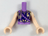 Torso Mini Doll Girl Armored Top with Dark Purple and Gold Trim, Air Icon Pattern, Light Nougat Arms with Hands with Purple Tattoo