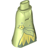 Mini Doll Hips and Skirt Full Length with Silver Sparkles, Bright Light Yellow Flower and Inset Pattern - Thick Hinge