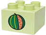 Duplo, Brick 2 x 2 with Coral, Lime and Bright Green Watermelon Pattern
