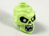 Minifigure, Head, Modified Skull with Black Eyes, Nose, Mouth, White Pupils, Teeth and Sand Green Around Mouth Pattern
