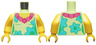 Torso Female, Dark Pink and Magenta Lei, Medium Azure and Bright Green Flowers Pattern / Yellow Arms / Yellow Hands