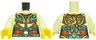 Torso Dark Turquoise Dress, Reddish Orange Belt with Gold Buckle, Dragon and Monkie Kid Color Stone on Back Pattern / Yellowish Green Arms / Yellow Hands