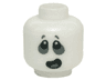 Minifigure, Head Alien Ghost with Dark Bluish Gray Around Eyes and Open Mouth Lopsided Pattern
