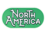 Tile, Round 2 x 4 Oval with Black Outline 'NORTH AMERICA' on Green Background Pattern