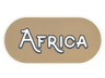 Tile, Round 2 x 4 Oval with Black Outline 'AFRICA' on Dark Tan Background Pattern