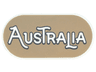 Tile, Round 2 x 4 Oval with Black Outline 'AUSTRALIA' on Dark Tan Background Pattern