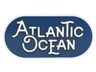 Tile, Round 2 x 4 Oval with Black Outline 'ATLANTIC OCEAN' on Dark Blue Background Pattern