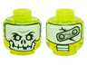 Minifigure, Head Alien Ghost with White Skull Face, Yellowish Green Eyes, and Metal Plate on Back Pattern