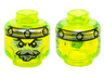 Minifigure, Head Alien Ghost with Gray Goatee, Yellowish Green Eyes and Metal Band on Front and Back Pattern