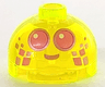 Brick, Round 2 x 2 Dome Top with Dark Pink Eyes with Metallic Pink Outlines and Smile Pattern