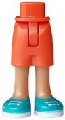 Mini Doll Hips and Shorts with Molded Medium Nougat Legs and Printed Dark Turquoise Shoes with White Laces and Soles Pattern - Thin Hinge