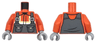 Torso Dark Bluish Gray Overalls with Pockets over Safety Jacket with Bright Light Yellow and Silver Reflective Stripes Pattern / Reddish Orange Arms / Light Bluish Gray Hands