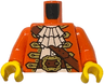 Torso Pirate Jacket Open, Gold Trim, White Shirt with Neck Ruffle, Reddish Brown Strap, Belt with Buckle, Hourglass on Back Pattern (BAM) / Reddish Orange Arms / Yellow Hands