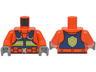 Torso Jacket, Dark Blue Safety Vest with Lime and Silver Reflective Stripes, Belt with Buckle, Coast Guard Logo on Back Pattern / Reddish Orange Arms / Dark Bluish Gray Hands