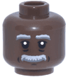 Minifigure, Head Light Bluish Gray and Dark Bluish Gray Bushy Eyebrows and Moustache, Upper Eyelids, Black Wrinkles and Chin Dimple, Grin Pattern