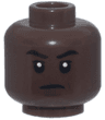 Minifigure, Head Black Eyebrows, Dark Brown Chin Dimple and Creases, Closed Mouth Frown Pattern
