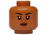Minifigure, Head Female Black Thin Eyebrows, Single Eyelashes, Reddish Brown Lips, Neutral Pattern