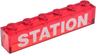 Brick 1 x 6 without Bottom Tubes with White 'STATION' Pattern