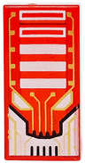 Tile 1 x 2 with Alien Robot Face with Gold Circuitry, Black Lines, White Eyes and Rectangles Pattern