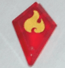 Tile, Modified 1 x 2 Diamond with Bar with Gold Flame Pattern