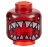 Minifigure, Head Alien with Black Eyes, Large Open Shark Mouth with Sharp Teeth Parted Pattern