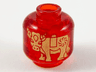Minifigure, Head without Face with Gold Ox / Bull Pattern on Both Sides