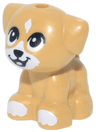 Dog, Friends Style, Puppy, Standing, Small with White Muzzle, Forehead Spot and Paws, Black Nose and Mouth, Bright Pink Tongue Pattern (Chip)