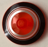 Dish 4 x 4 Inverted (Radar) with Solid Stud with Black, Orange, Silver, and White Concentric Circles Pattern