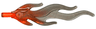 Wave Rounded Straight Large with Bar End (Flame) with Marbled Trans-Brown Pattern
