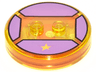 Dimensions Toy Tag 4 x 4 x 2/3 with 2 Studs and Trans-Orange Bottom with Yellow Star on Medium Lavender Background Pattern (Lumpy Space Princess)