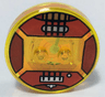 Dimensions Toy Tag 4 x 4 x 2/3 with 2 Studs and Trans-Orange Bottom with Black Strings and Silver Bridge, Knob, and Pickup on Red Guitar Background Pattern (Marceline the Vampire Queen)