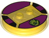Dimensions Toy Tag 4 x 4 x 2/3 with 2 Studs and Trans-Orange Bottom with Paw Print and Lime Hand in Dark Green Circle on Magenta Background Pattern (Beast Boy)