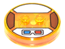 Dimensions Toy Tag 4 x 4 x 2/3 with 2 Studs and Trans-Orange Bottom with 3D Glasses with Blue and Red Lenses on White Background Pattern (Gizmo)