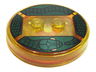 Dimensions Toy Tag 4 x 4 x 2/3 with 2 Studs and Trans-Orange Bottom with Black Snake with White Eyes on Dark Green Background Pattern (Lord Voldemort)