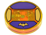 Dimensions Toy Tag 4 x 4 x 2/3 with 2 Studs and Trans-Orange Bottom with Yellow Bat Batman Logo on Dark Purple Background Pattern (Batgirl)