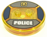 Dimensions Toy Tag 4 x 4 x 2/3 with 2 Studs and Trans-Orange Bottom with Gold Star Police Badge and White 'POLICE' in Black Rectangle on Dark Bluish Gray Background Pattern (Chase McCain)