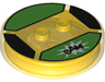 Dimensions Toy Tag 4 x 4 x 2/3 with 2 Studs and Trans-Orange Bottom with Black 'BAM' in White Starburst on Bright Green Background Pattern (Buttercup)