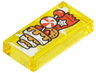 Tile 1 x 2 with Clouds and Red, White and Medium Nougat Floating Candy Castle with Cake, Lollipop, Cookie and Star Pattern
