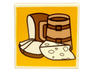 Tile, Modified 2 x 2 Inverted with Food and Drink on Yellow Background Pattern