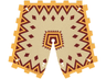 Cloth Tent / Roof Pyramid with Bright Light Orange and Dark Red Zigzag Lines and Diamonds Pattern